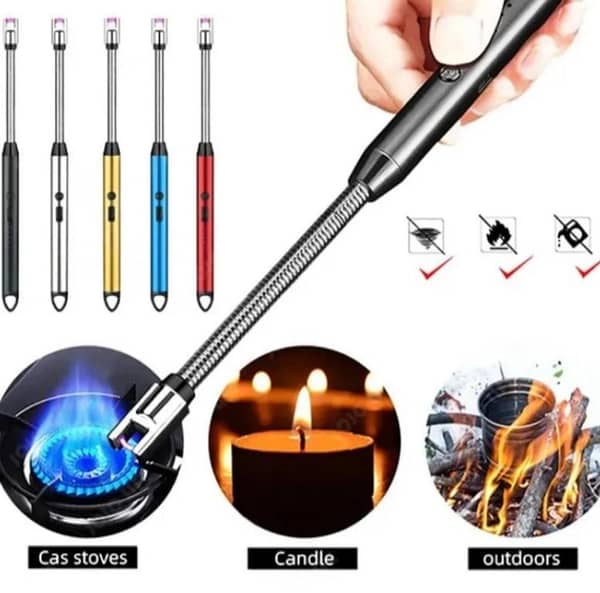 Electric Rechargeable Kitchen Lighter | USB Arc Lighter with 360° Flexible Long Neck | Flameless Windproof Lighter for Stove, Gas Burner, Candles & BBQ