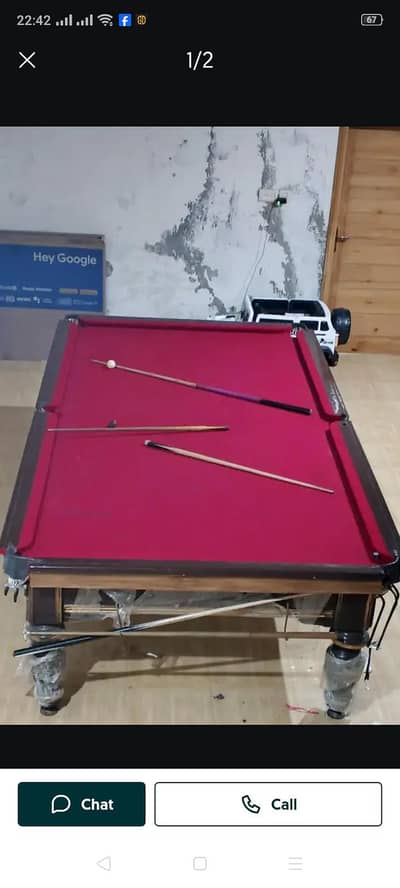 5/10 snooker table good condition new cloth whatsapp 03115149608