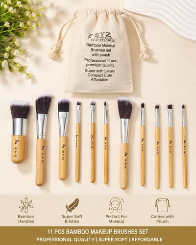 SYZ bamboo makeup brushes set
