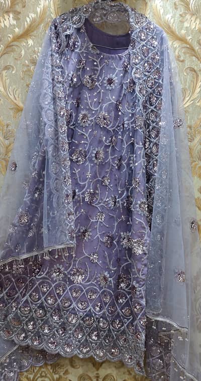 3pc stitched soat with full siatara work lylic colour
