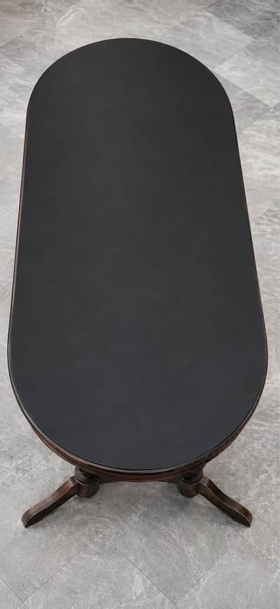 Black Top Oval Wooden Dining Table – Vintage Style