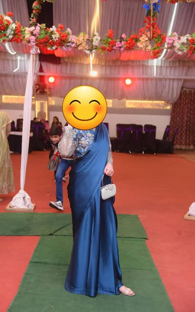 Elegant Royal Blue Embroidered Saree for Sale 