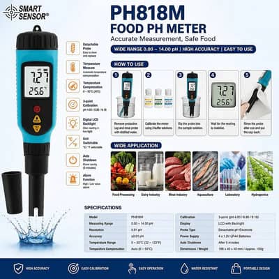 Food pH Meter price in pakistan | PH818M Smart Sensor |