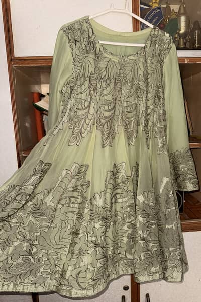 3pc light green fully embroided party wear