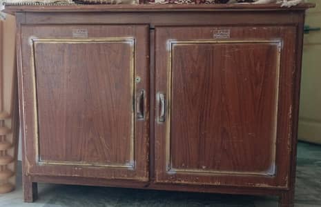 Wooden Ironing Table with 2-Door Cabinet – For Sale