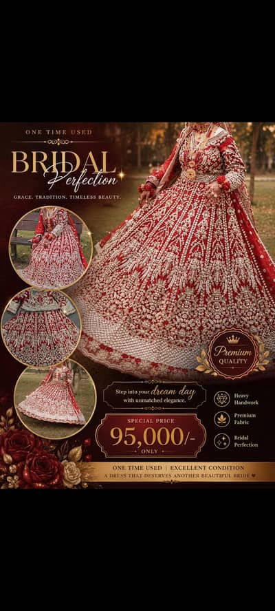Luxury Red Bridal Lehanga- Heavy Embroidered wedding wear| used once