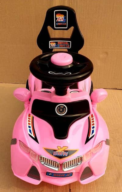 Pink ABS Plastic Kids Car with Royal Themed Design