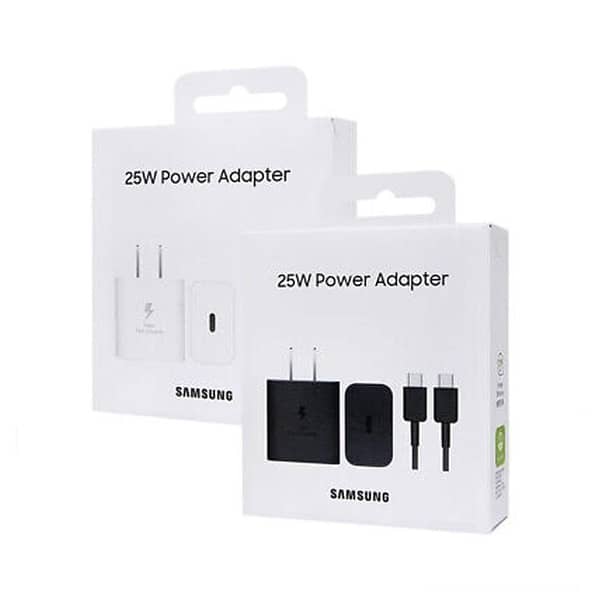 Original Samsung 25W Super Fast Charging Wall Charger & USB-C to USB-C Data Cable | Genuine Adaptive Fast Charge Travel Adapter Type C PD Power Delivery