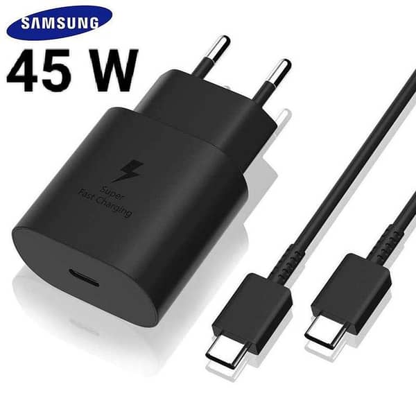 Original Samsung 45W Super Fast Charger with USB-C to USB-C Cable | PD Power Adapter for Galaxy Note, S Series, Z Fold/Flip | Genuine Type C Wall Charger