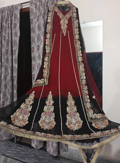 Maroon and Black Maxi with gota work