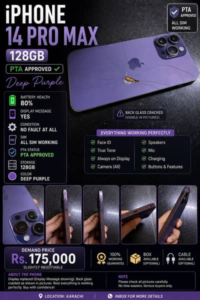 iPhone 14 Pro Max 128GB PTA Approved – Deep Purple