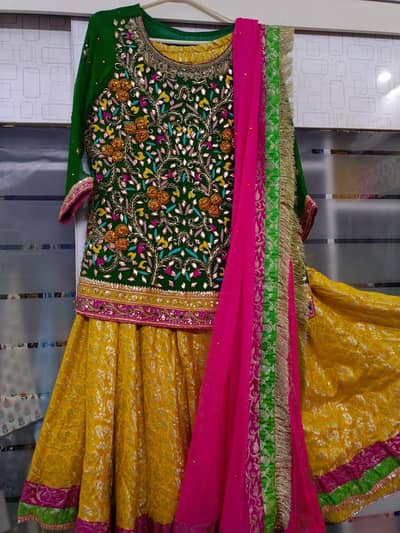 Chiffon Shirt with Jamawar Lehnga of Medium Size