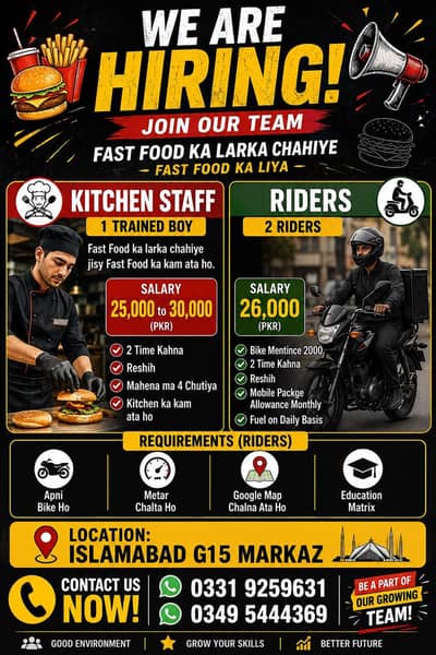 AOA WE NEED DELIVERY BOY AND KITCHEN TRAIN HELPER