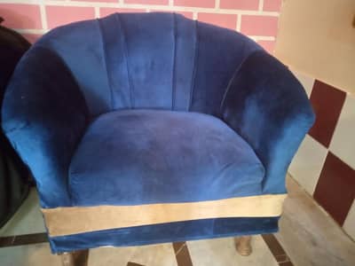 Sofa Set 5 Seater Glaxay Blue   with Golden