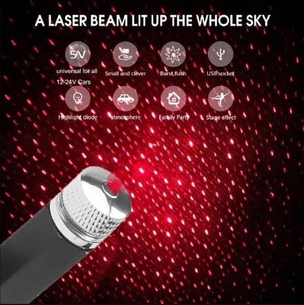 Universal USB LED Car Atmosphere Starry Laser Projection Light – Auto Interior Decorative Light, RGB Color Changing Lights, Night Sky Effect, Car Mood Lighting, Vehicle Interior Ambient Lights