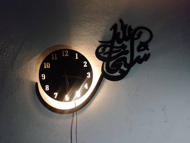  3D Backlit MDF Wall Clock 1