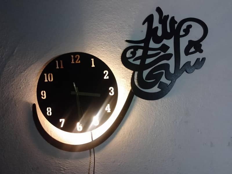  3D Backlit MDF Wall Clock 5