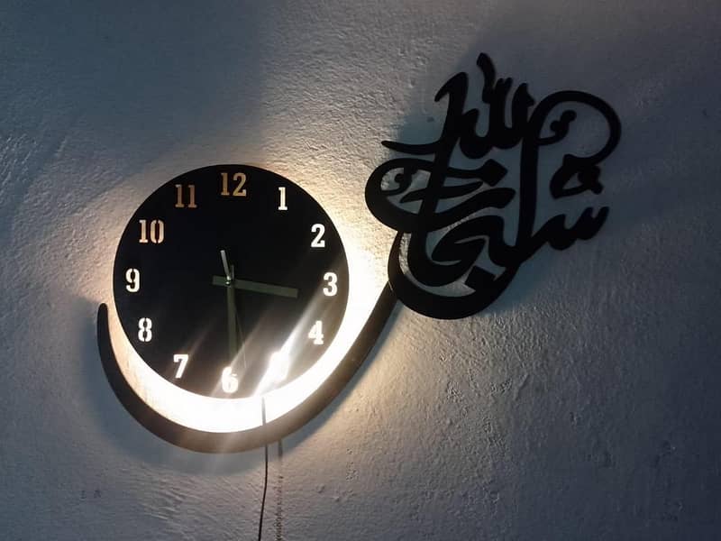  3D Backlit MDF Wall Clock 6