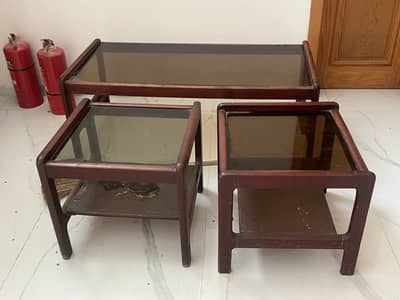 Solid wood frame center table set
