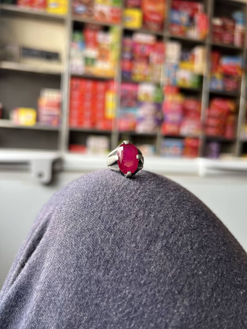100% original Ruby stone with silver ring 0