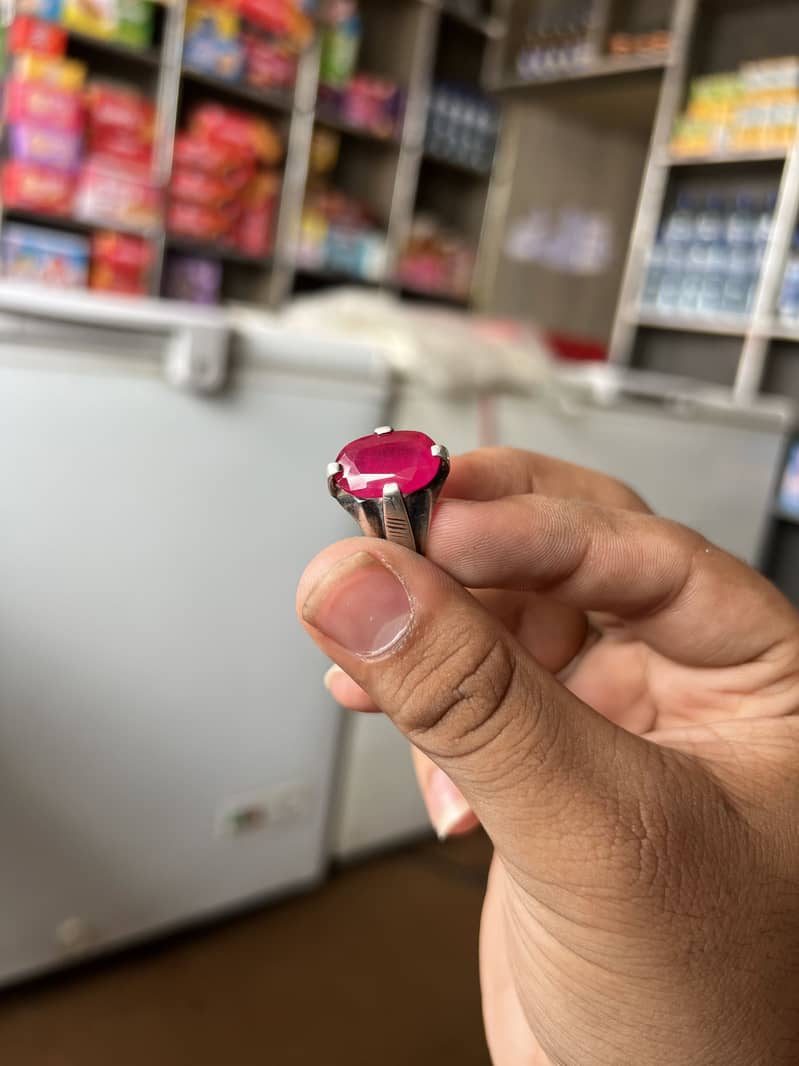 100% original Ruby stone with silver ring 1