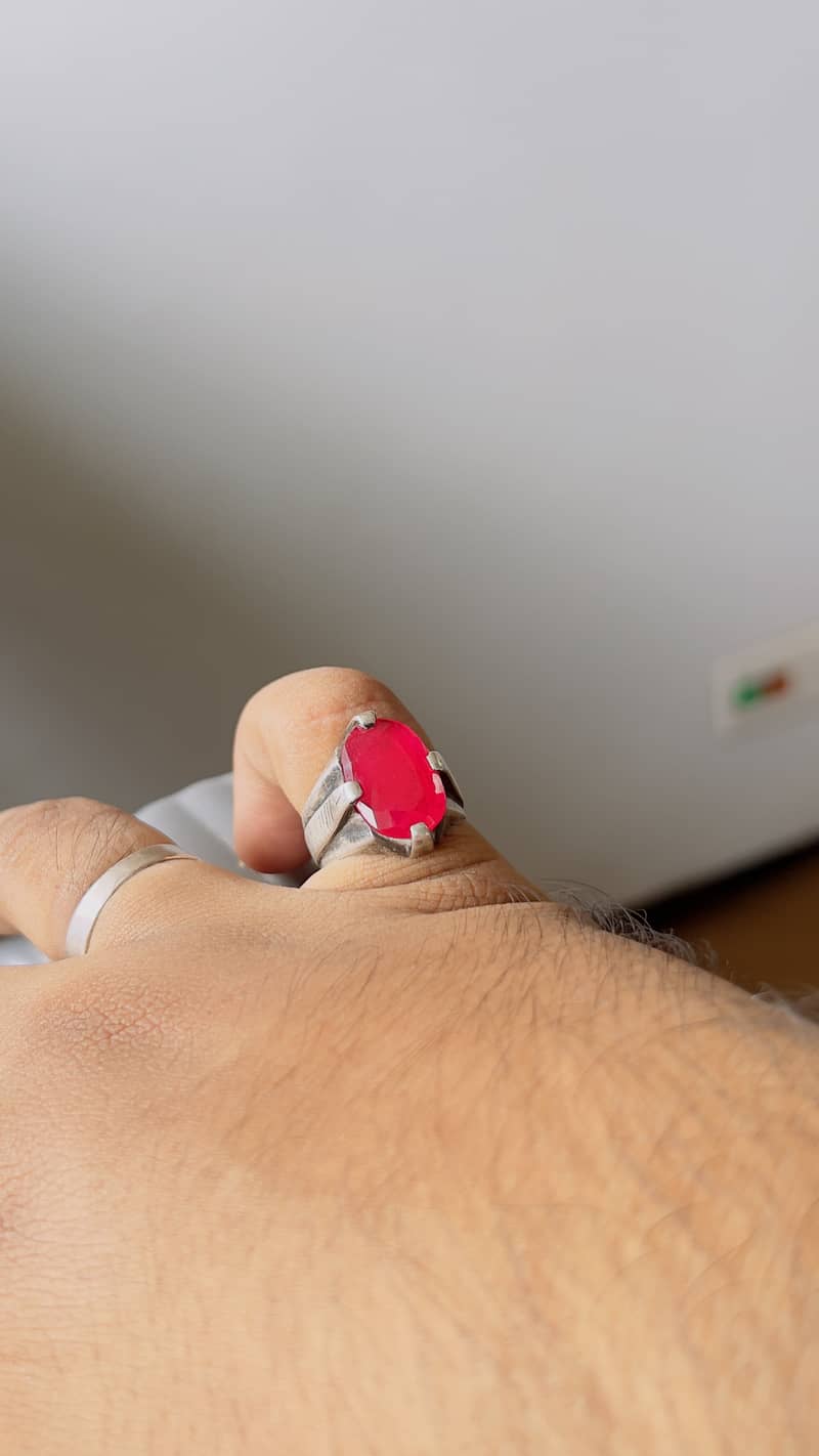 100% original Ruby stone with silver ring 2