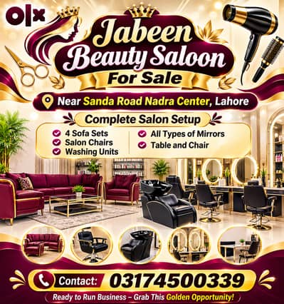Beauty Salon for Sale – Prime Location| Fully Furnished