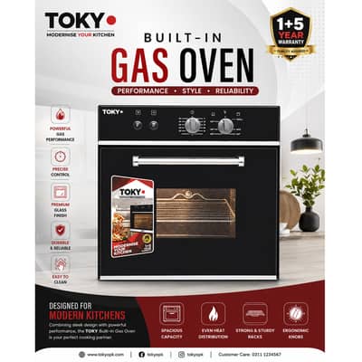 TOKYO 21 x 21 Gas Built -In Oven (Black & Silver) With Brand Warranty