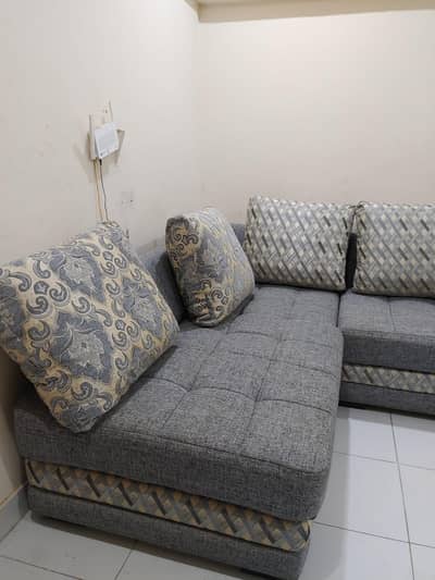 L shape sofa set grey color