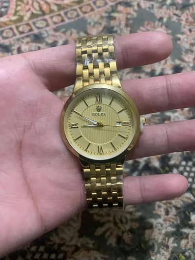 Golden Men's Watch with Roman Numerals&Chain strap