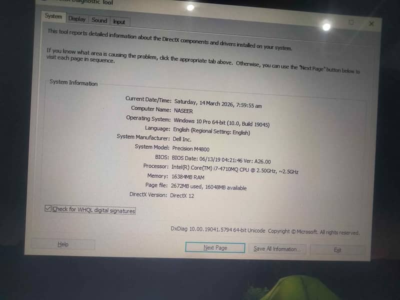 Dell precision m4800 5