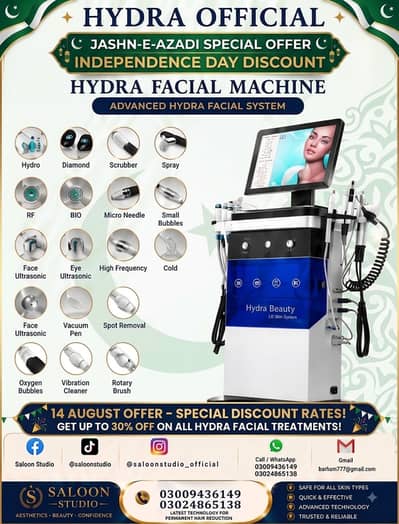 Professional 14-in-1 Hydra Facial & Beauty Skin Machine wait Steamer