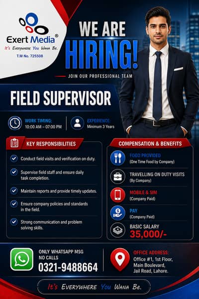 Field Supervisor Required | Lahore | Jobs
