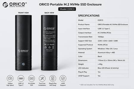 Orico m. 2 nvme SSD Enclosure