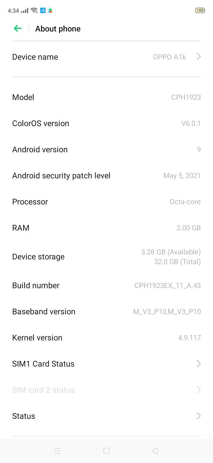 OPPO A1k 5