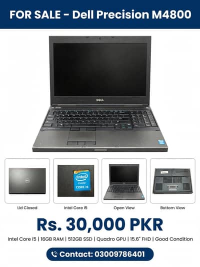 Dell Precision M4800 Core i5 16GB 512GB SSD Rs 30000