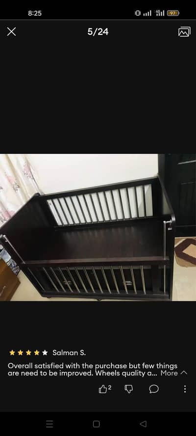 kids wooden cart with mattress like new