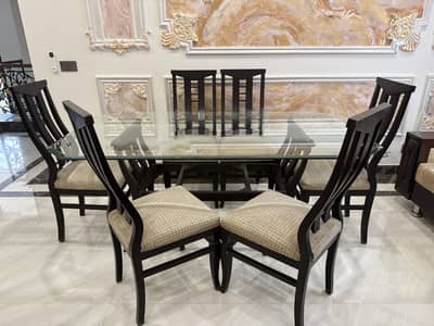Elegant Glass Dining Table with 6 Chairs
