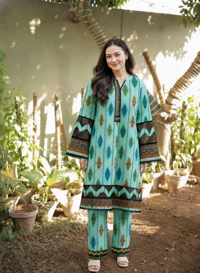 2 piece women stitch dress cotton printed