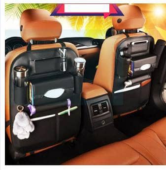 1 Pcs - Car Back Seat Organizer PU Leather - Black