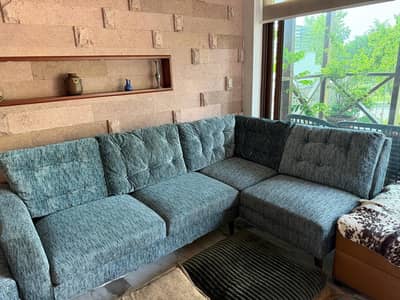 Comfortable 5-Seater Fabric Sofa - Grey - like new