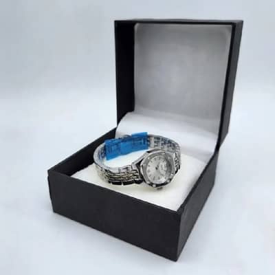IEKE stainless steel octagonal watch with crystal studded dial