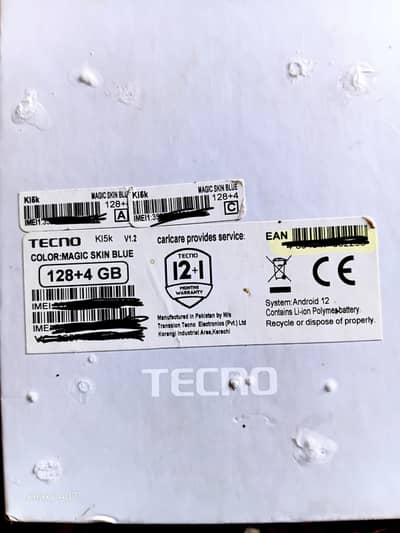 Tecno Sprak 10c Dead phone Imei Avaliable
