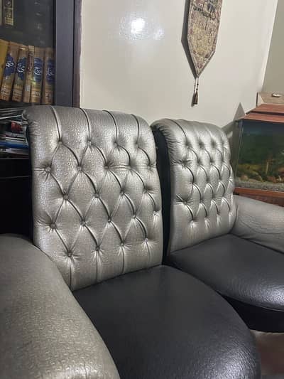 Silver Leather Chairs – Set of 2