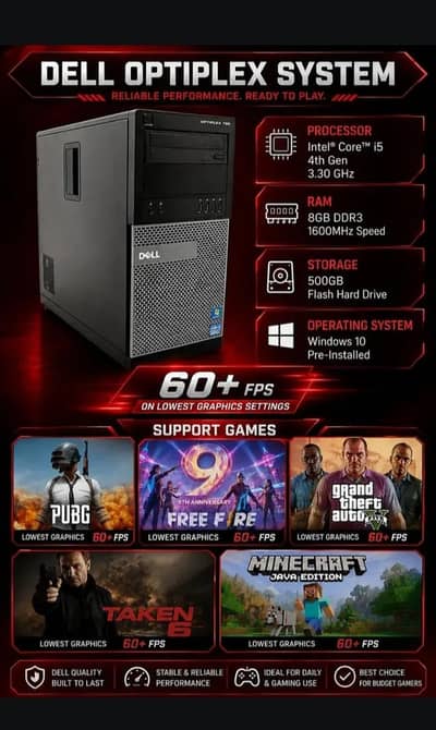 Dell OptiPlex i5 4th Gen | 8GB DDR3 | 500GB HDD | Gaming PC