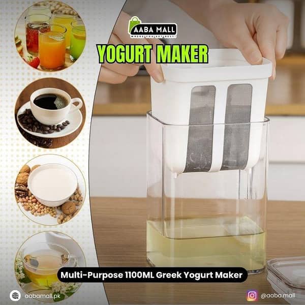 1100ML Multi-Purpose Greek Yogurt, Labneh, Soft Cheese & Hung Curd Maker | Yogurt Strainer & Filter | BPA-Free