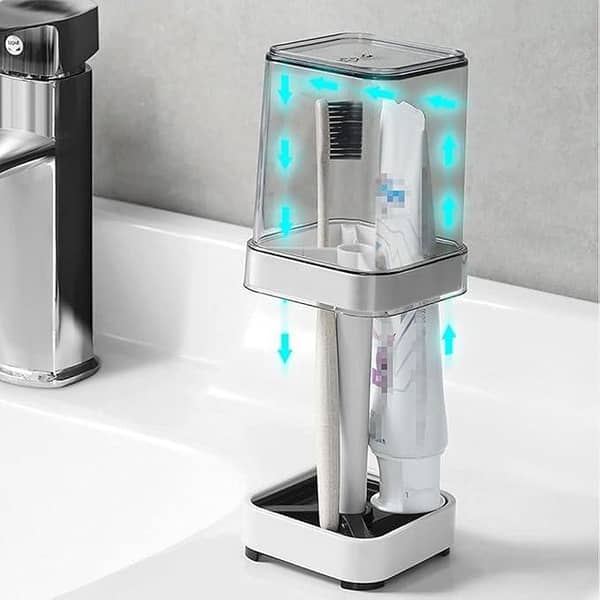 Toothbrush Holder Set with Gargle Cup – Unique Lamp-Style Bathroom Organizer for Couples, Space-Saving Design, Ideal for Bathroom Storage and Decoration, Durable and Easy-to-Clean Toothbrush Storage with Attached Mouthwash Cup