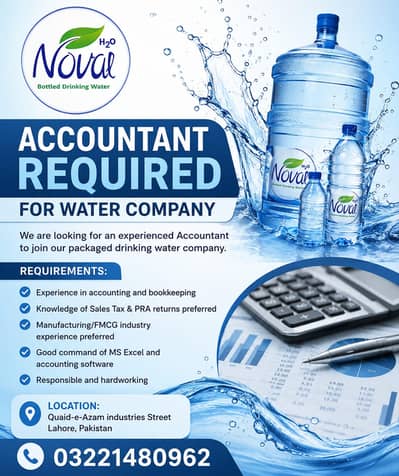 Accountant Required – Water Company  We are looking for an experience