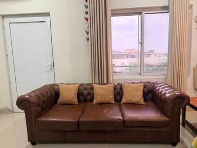 5-Seater Leather Chesterfield Sofa Set for Sale