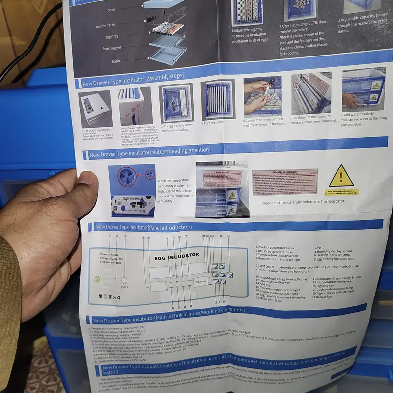 full automatic imported 210 eggs incubator dual supply ac dc — photo 5